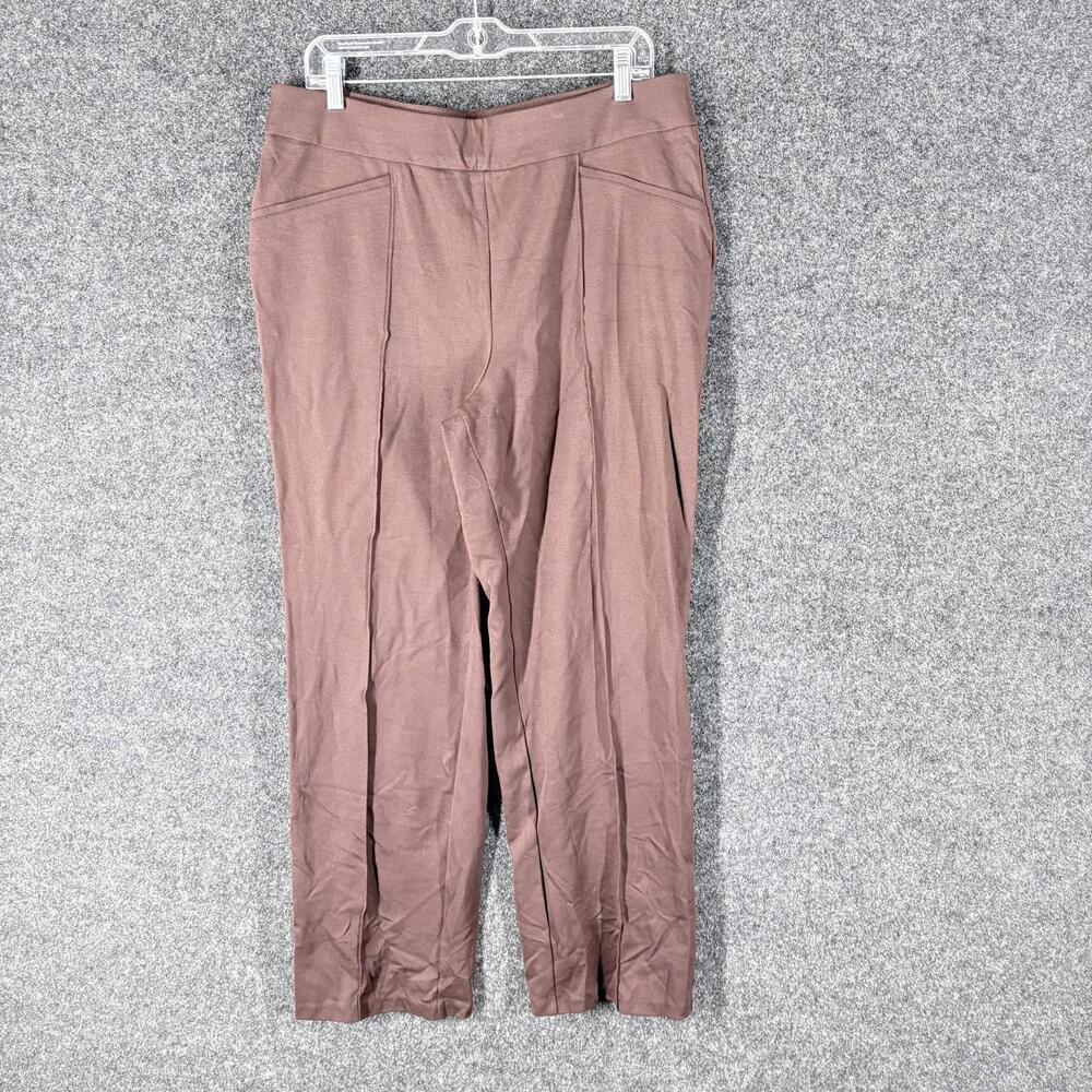 Cato Pants Women 14/16W Plus Brown High Rise Pleated Pull On Straight Rayon